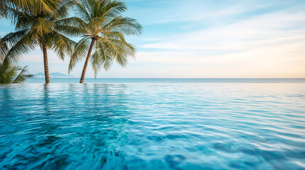 Luxury Infinity Pool Overlooking Tropical Ocean at Sunset