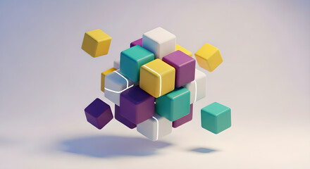 3D Cubes Colorful Abstract Blocks Copy Space