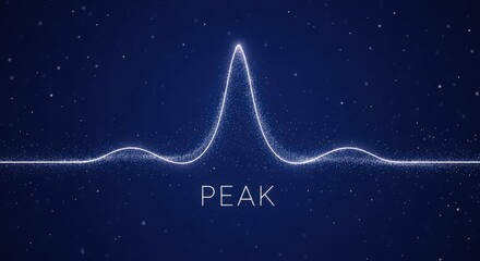 PEAK Fine-Line Typography with Apex Sine Wave Dissolving into Stardust – Scientific Serenity, Long-Exposure Light Painting Photography