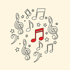 Musical Note Symphony A Melodic Composition of Clefs, Notes, and Starry Accents, Perfect for Music Lovers!