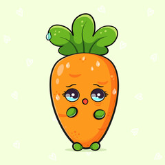 Crying cartoon carrot character feeling sad and upset