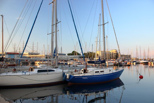 Sailing yacht Trefl moored at the marina in Gdynia, Poland