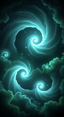 Nebulous Spirals of Celestial Energy Flowing Through A Galactic Nebula