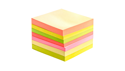 Stack of assorted pastel square papers, leaning slightly