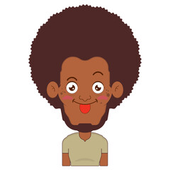 African American man playful face cartoon cute