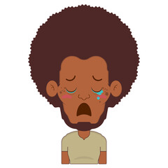 African American man crying face cartoon cute