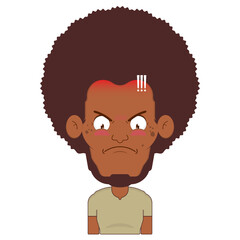 African American man angry face cartoon cute