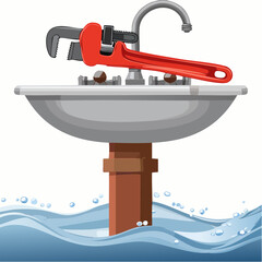 Plumbing Repair on Overflowing Bathroom Sink.