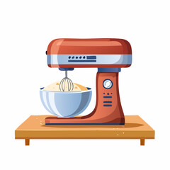 Retro Stand Mixer Whisking Dough in Bowl.