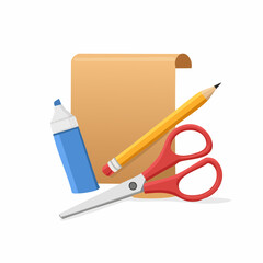School and office supplies vector illustration.
