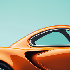 Futuristic orange sports car rear detail with smooth aerodynamic curves
