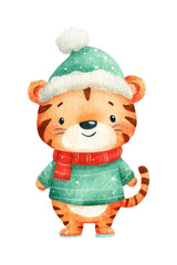 Fototapeta premium PNG Cute winter tiger illustration