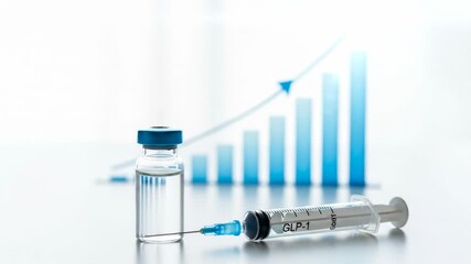 Medical advancements illustrated by rising graph and syringe imagery. conceptualizing growth in healthcare innovation.