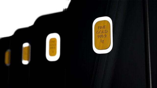 A 3D animation of a "Gold Certificate Card" or "CertiCard": gold bars sealed in a credit card-sized assay package that acts as a Certificate of Authenticity.