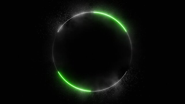 Sparkling white glitter circular round border frame green outline with black screen for christmas and decorations