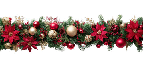 Obraz premium PNG Festive garland with red ornaments.
