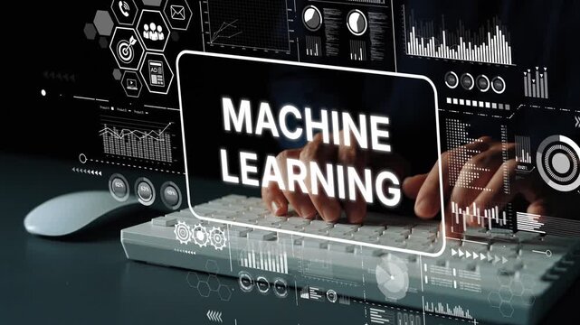 Advanced Data Analytics and Machine Learning Visualization with Interactive Elements in a Professional Workspace. Asymptotic smart data analytic.