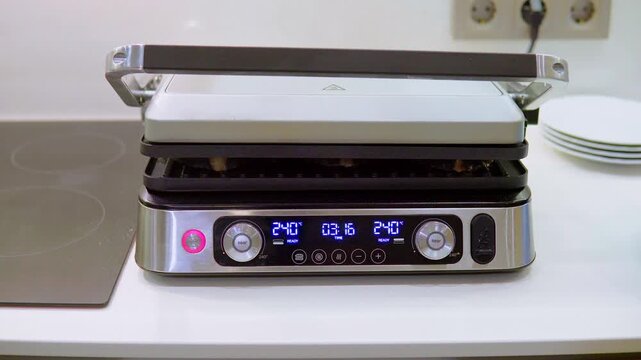 Preheating Electric Grill Close-up