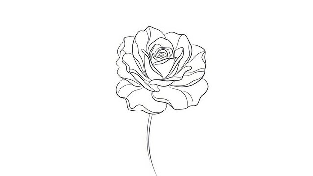 Elegant rose outline drawing minimalist vector illustration isolated on white background for design elements