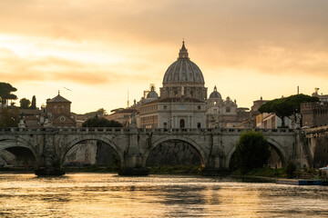 Fototapeta premium Stunning Sunset View of St. Peters Basilica in Rome, Italy