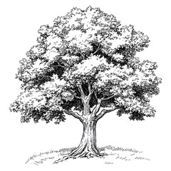 Fototapeta premium PNG Oak tree art drawing sketch.