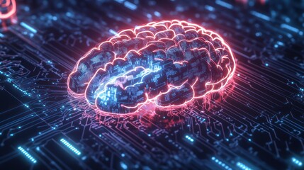 Fototapeta premium digital brain network connectivity concept showcasing advanced technology integration and neural pathways simulation for futuristic innovations