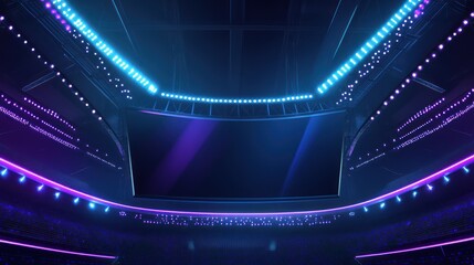 abstract rendering of a futuristic stadium with pulsating lights, presenting an atmosphere of vibrancy and anticipation for upcoming events