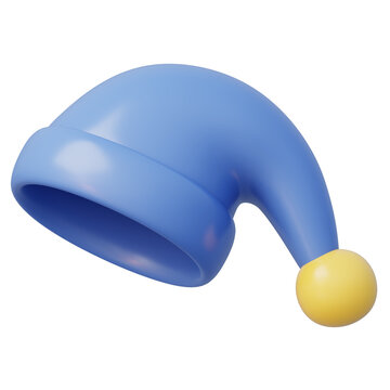 3d blue sleeping cap with yellow pom-pom for sweet dreams