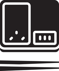 Simple monochrome vector illustration of a Japanese bento box. Modern flat design ideal for culinary themes, Asian food concepts, and minimal icon sets.