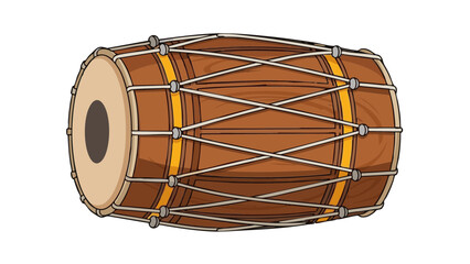 Traditional Dhol drum closeup with wooden design and beautiful texture  