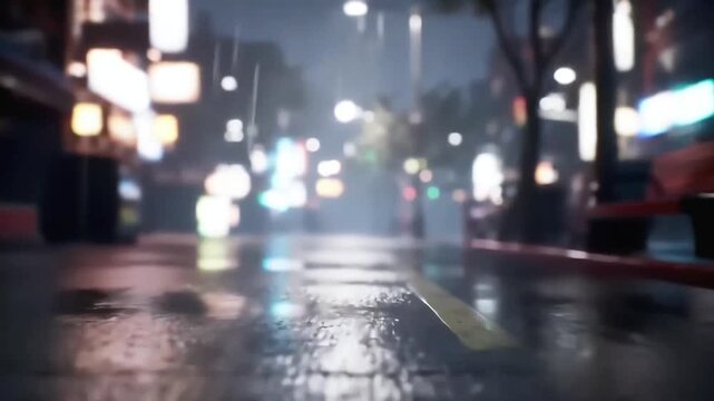 Cinematic Rainy Night Urban Street