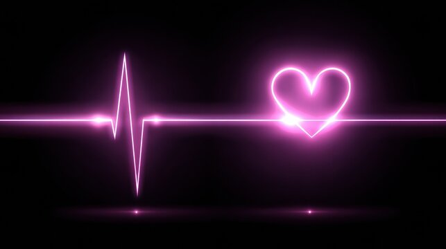 Neon Purple Love Waveform Design on Black Background Evokes Feelings of Cyber Romance - Powered by Adobe