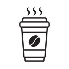 Paper Coffee Cup Icon designed for To Go Cafe Drinks and Beverage Concepts