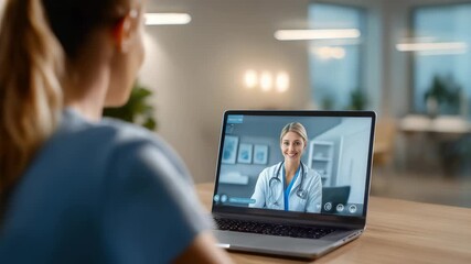 A healthcare professional participates in a virtual medical consultation with a doctor via video call, utilizing modern telemedicine technology. Digital healthcare solutions enable remote patient care
