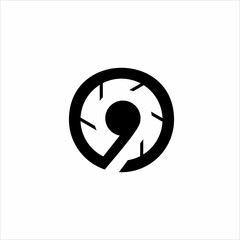 Number nine logo design with grinding wheel.