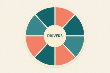 Obraz premium Innovative visual representation of drivers in a segmented circular diagram illustrating concepts of productivity and efficiency within a corporate environment in modern business strategies