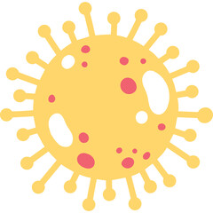 Stylized Illustration of a Yellow Virus Particle with Red Spots and Spiky Protrusions on a Transparent Background Represents Microbe Pathogen and Disease Concept