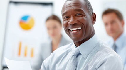 Smiling African American Businessman | Team Meeting Stock Photo, Business meeting