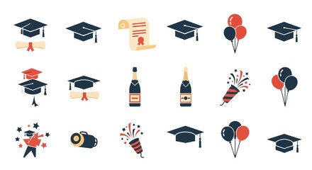  Vibrant Graduation Celebration Silhouette Set Colorful Icons for Academic Success_transparent.svg