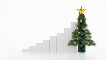 Fototapeta premium Christmas tree growth chart business presentation infographic minimalist front view seasonal analysis
