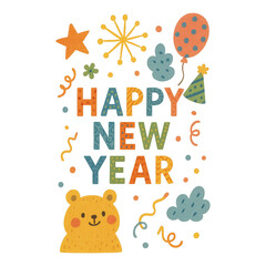 Naklejka premium PNG Colorful festive New Year design.