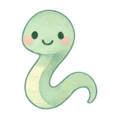 PNG Cute smiling cartoon snake illustration.