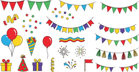 Obraz premium Vibrant party celebration elements collection design