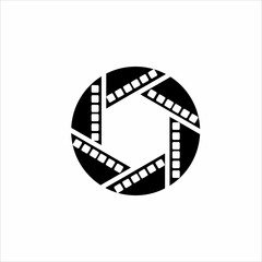 Film negative logo design with diaphragm concept.