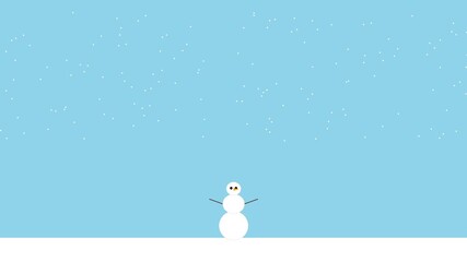 Cute animated snowman blinking and moving in falling snow - Powered by Adobe