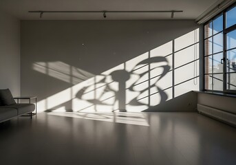 Minimalistic Room with Window Reflections Casting Shadows and Modern Interior