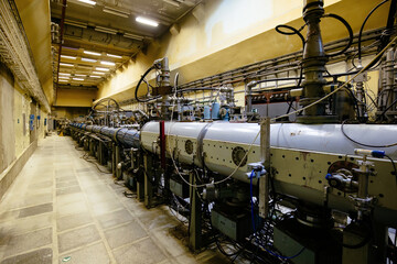 Large metal tube of particle accelerator