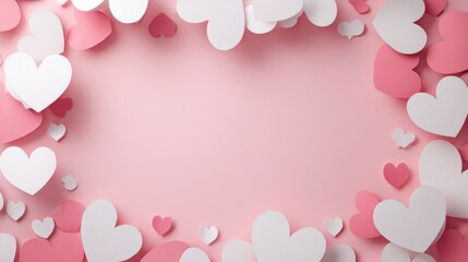Colorful Paper Hearts Create a Romantic Frame for Heartfelt Messages and Celebrations in a Whimsical Design