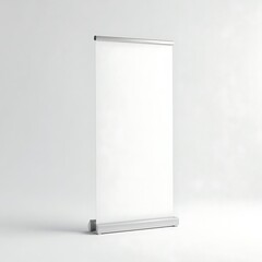 Blank White Roll-up Banner Stand in Minimalist Studio Setting