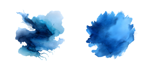 Abstract blue ink clouds swirling in water.